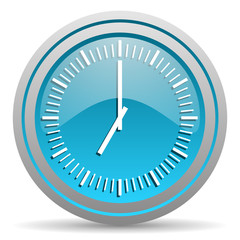 clock blue glossy icon on white background