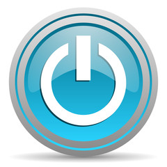 power blue glossy icon on white background