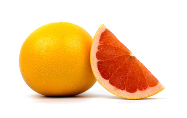 Grapefruit sliced on white background.