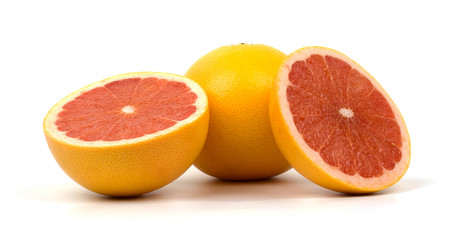 Fototapeta na wymiar Grapefruit sliced on white background.