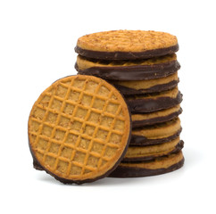 Chocolate chip cookies isolated on white background