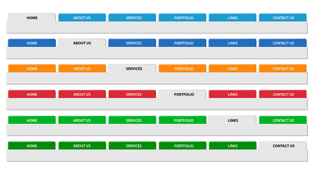 Simple web menu header set. Vector.