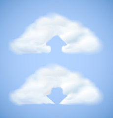 Cloud computing icon with arrow