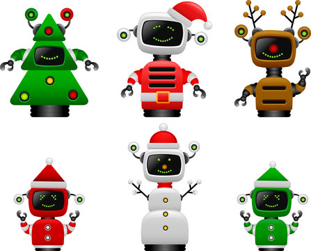 Christmas robot set. To see the other vector Christmas illustrations , please check Christmas collection.