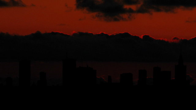 Poland Warsaw skyline sunset