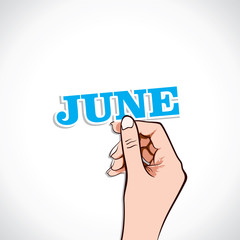 June word in hand stock vector
