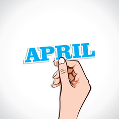 April word in hand stock vector