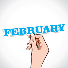 February word in hand stock vector