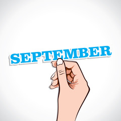 September word in hand stock vector