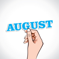 August word in hand stock vector