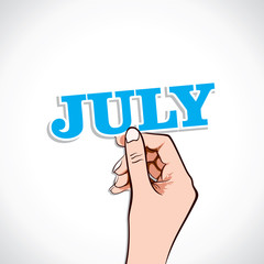 July word in hand stock vector