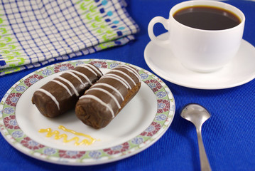 Chocolate cake with coffee