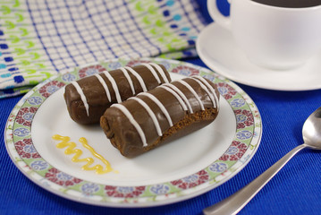 Chocolate cake with coffee