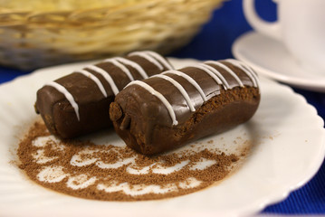 Chocolate cake with coffee