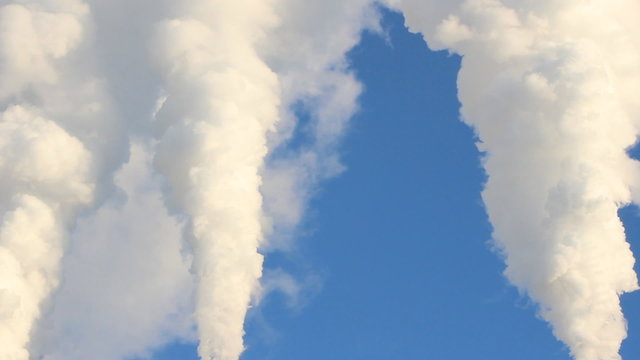 Thermal power plant, the smoke from the chimney.