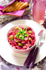Russian Salad From Beet And Other Winter Vegetables