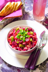 Russian Salad From Beet And Other Winter Vegetables
