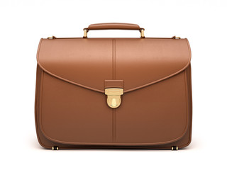 Brown business briefcase isolated