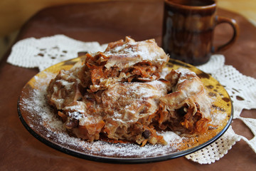 Pumpkin dessert (tikvenik) and cup of coffee