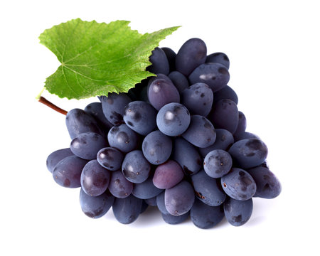 Ripe grapes with leaf