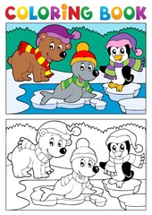 Obraz premium Coloring book winter topic 5