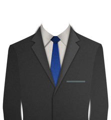 Paper cut Black business suit with a tie on white background