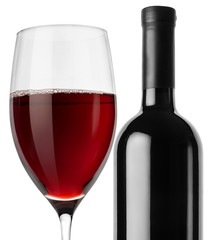 Glass of wine and bottle of wine