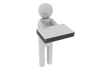 Gray man with papers