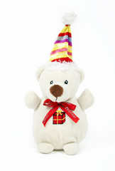 White xmas bear isolated on white background