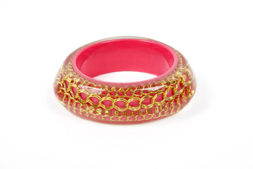 Fashion pink bracelet on a white background
