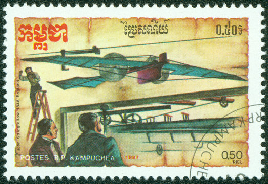 stamp depicts the aircraft design John Stringfellow