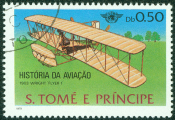 stamp shows plane wright Flyer I, 1903