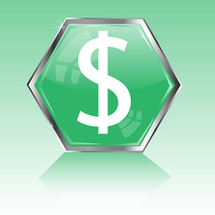 Button with scene of the dollar