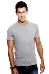 Fototapeta premium fashion sexy attractive handsome stylish man in casual cloth