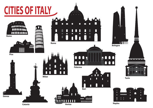 Fototapeta Silhouettes of Italian cities