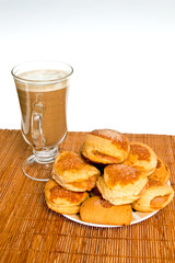 Breakfast of pastries and coffee
