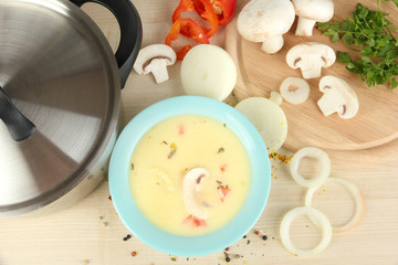 Process of preparation  soup with ingredients around