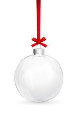 Christmas glass ball with red bow