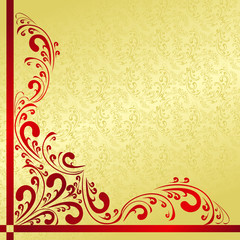 Luxury Background decorated a vintage border: gold and red.
