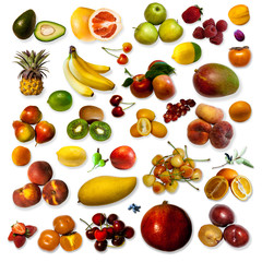 Fruit mix isolated on white background