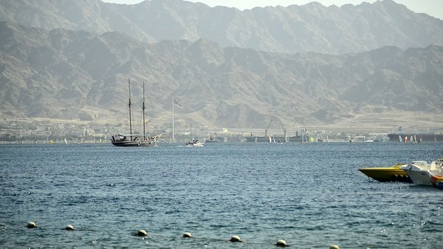 Pleasure and sport yachts at the gulf of Aqaba