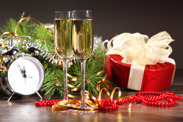 Glasses of champagne at new year party