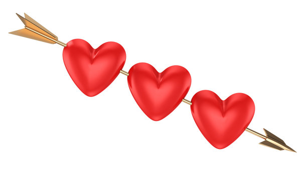 Three hearts on arrow