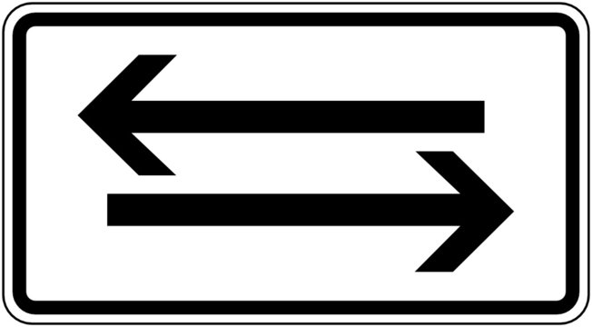 Zusatzzeichen Beide Richtungen, zwei waagerechte Pfeile