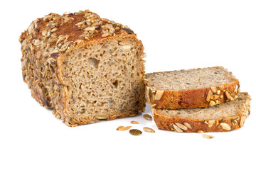 wholewheat  bread, isolated on white background