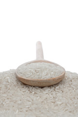 Wooden spoon with rice