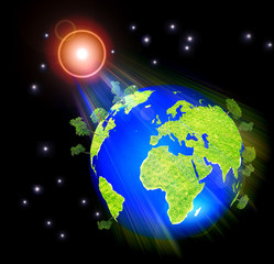 Green Earth, covered with grass and tree