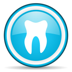 tooth blue glossy icon on white background