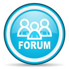 forum blue glossy icon on white background