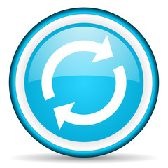 reload blue glossy icon on white background